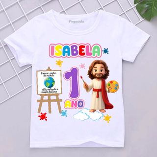 Camiseta infantil Jesus O maior pintor do mundo para Aniversário com nome e idade em Oferta na Shopee