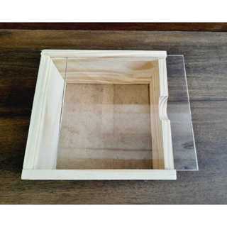 KIT 10un - Alabama Caixa Premium em madeira pinus 20x20cm - com tampa transparente em Oferta na Shopee