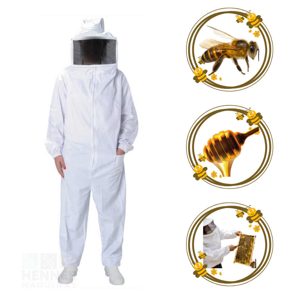 Roupa Macacão Conjunto Apicultor Tirar Abelha Mel Completo