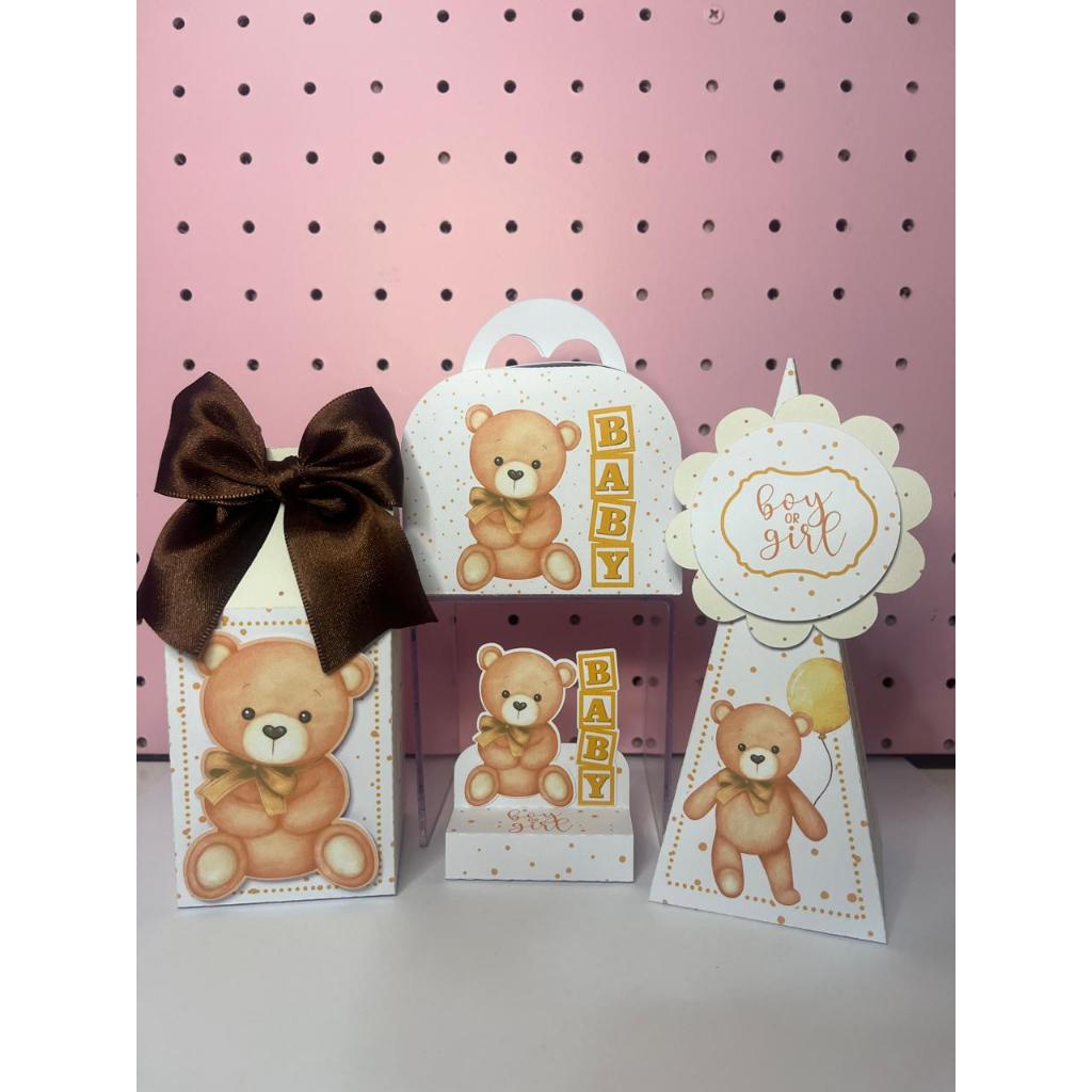 Kit Festa Infantil Chá Revelação neutro  Pegue e Monte  Lembrancinhas  Aniversário  Caixinhas Personalizadas