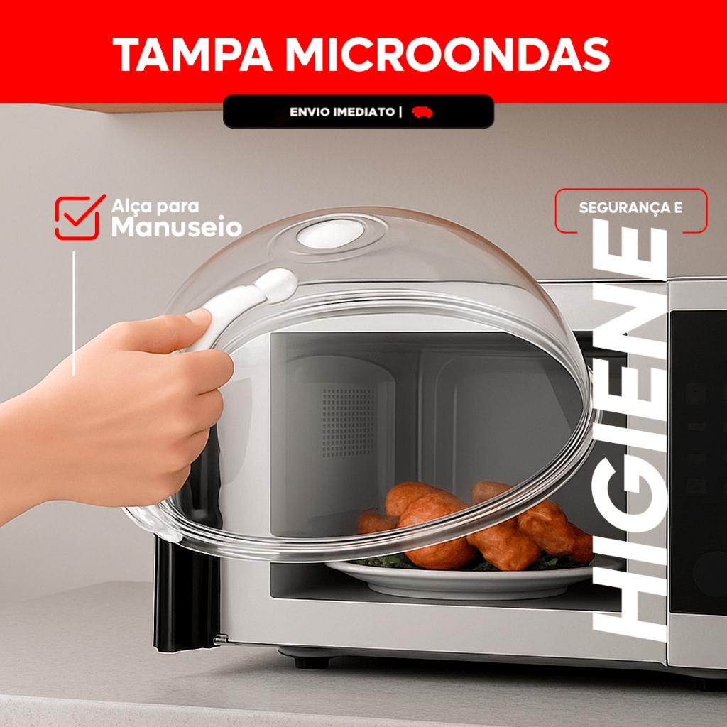 Tampa De Microondas Para Alimentos Com Válvula e Alça De Plastico 9x29cm Diâmetro
