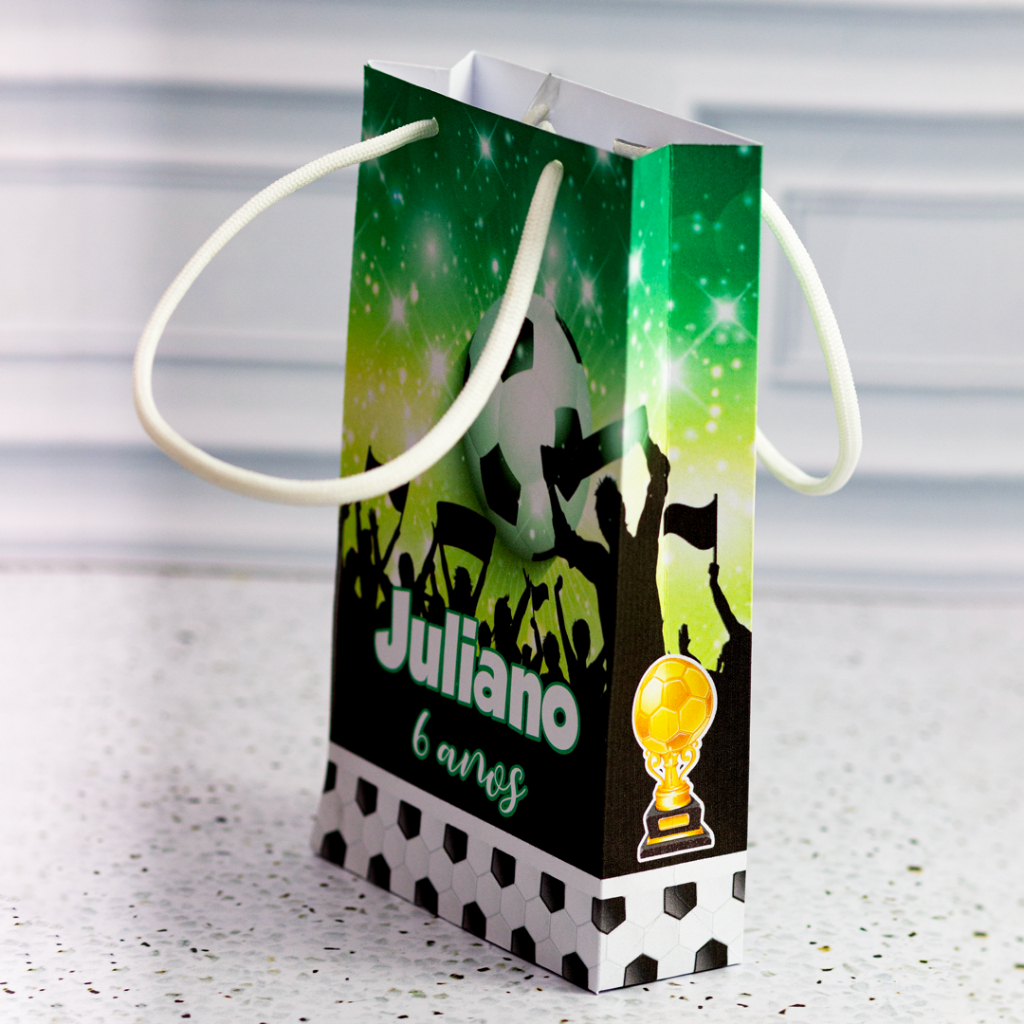 MINI Sacola FUTEBOL - Lembrancinha Personalizada - Festa Infantil - Pegue e Monte - Mimo Decorativo
