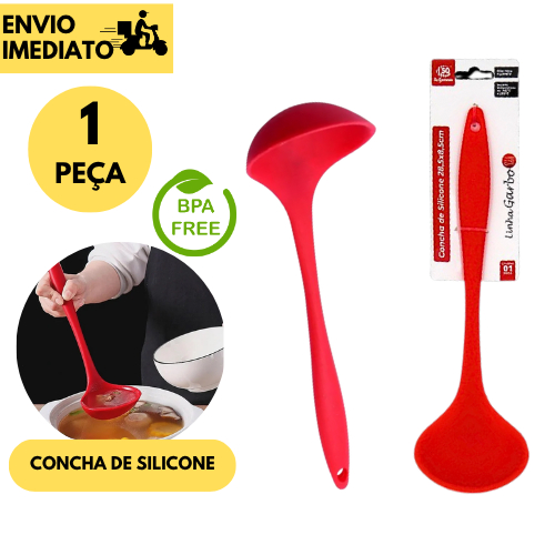 Kit 1 Concha de Silicone Vermelha Resistente ao Calor Utensílio Cozinha Antiaderente Quentes Antiaderente