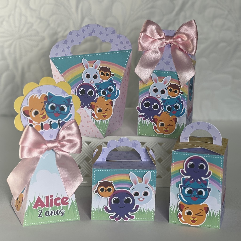 Kit Caixas Personalizadas Bolofofos Menina, rosa ( LEMBRANCINHAS, PEGUE E MONTE , ANIVERSÁRIO, KIT FESTA)