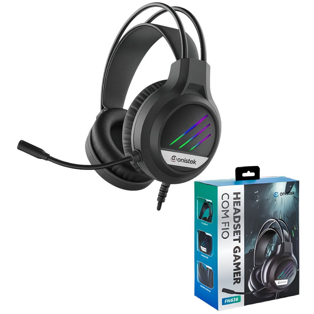 Fone Gamer Com Microfone e Iluminacao LED Fone de Ouvido Para PC Computador PS4 PS5 Xbox Onistek