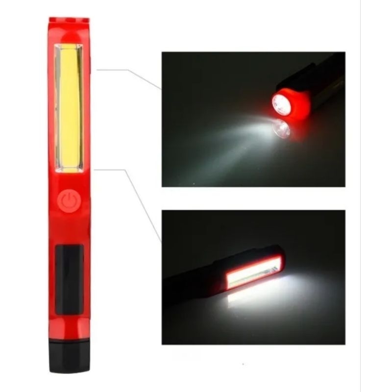 Lanterna de Trabalho Magnética Led 5w 3 Modos Frontal e Lateral Luz de Emergência Luatek com Pilhas