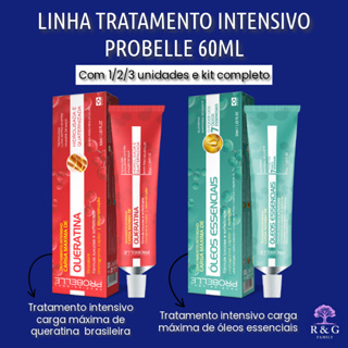 LINHA TRATAMENTO INTENSIVO CARGA MÁXIMA PROBELLE 60 ML (QUERATINA E ÓLEO ESSENCIAL) em Oferta na Shopee