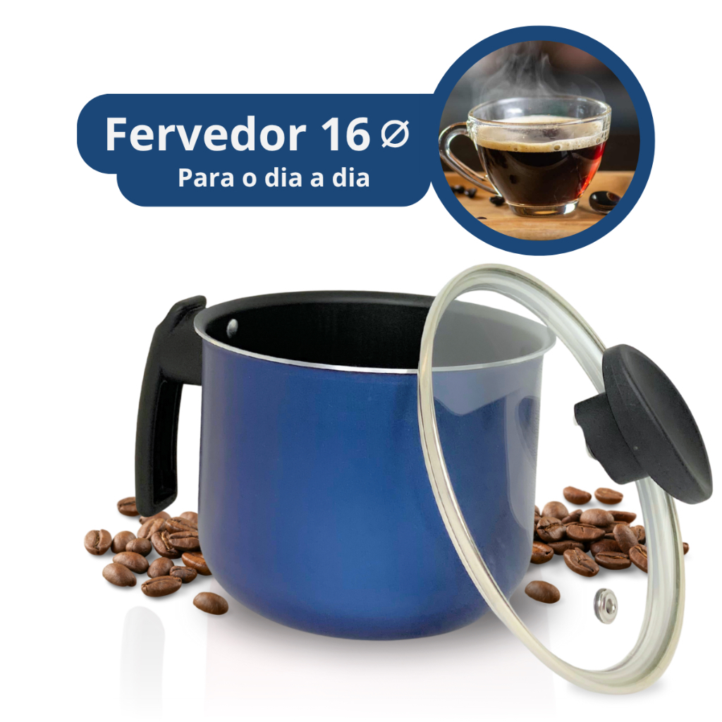 Canecão Antiaderente Leiteira Fervedor Nº16 C/tampa De Vidro em Oferta na Shopee