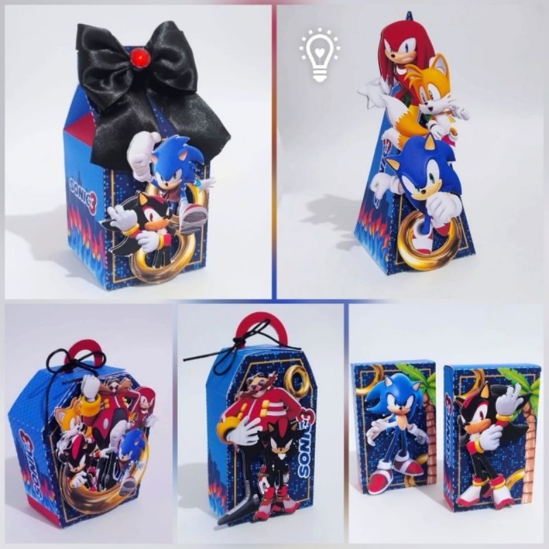 Kit Lembrancinhas para Aniversário Mêsversário Sonic | 15, 25 e 35 Unidades | Personalizados com Nome