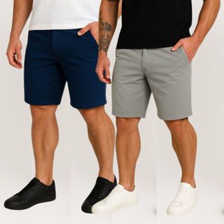 Kit 2 Bermudas Sarja Masculina Reta Coloridas 36 ao 46 em Oferta na Shopee
