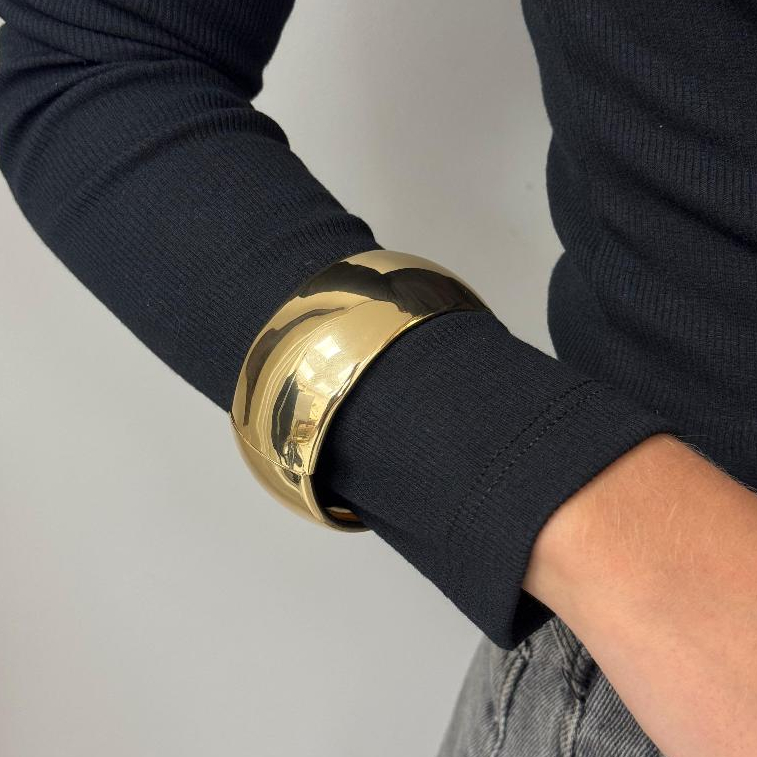 Bracelete Grosso Chapa lisa Banhado a Ouro 18k em Oferta na Shopee