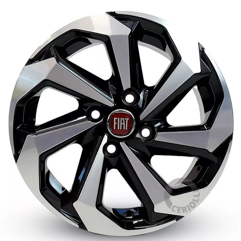 Kit 2 Rodas Tarantula Aro 14 4x98 Fiat Argo Siena Palio Mobi Uno Bicos Brinde Preto Diamantado K71