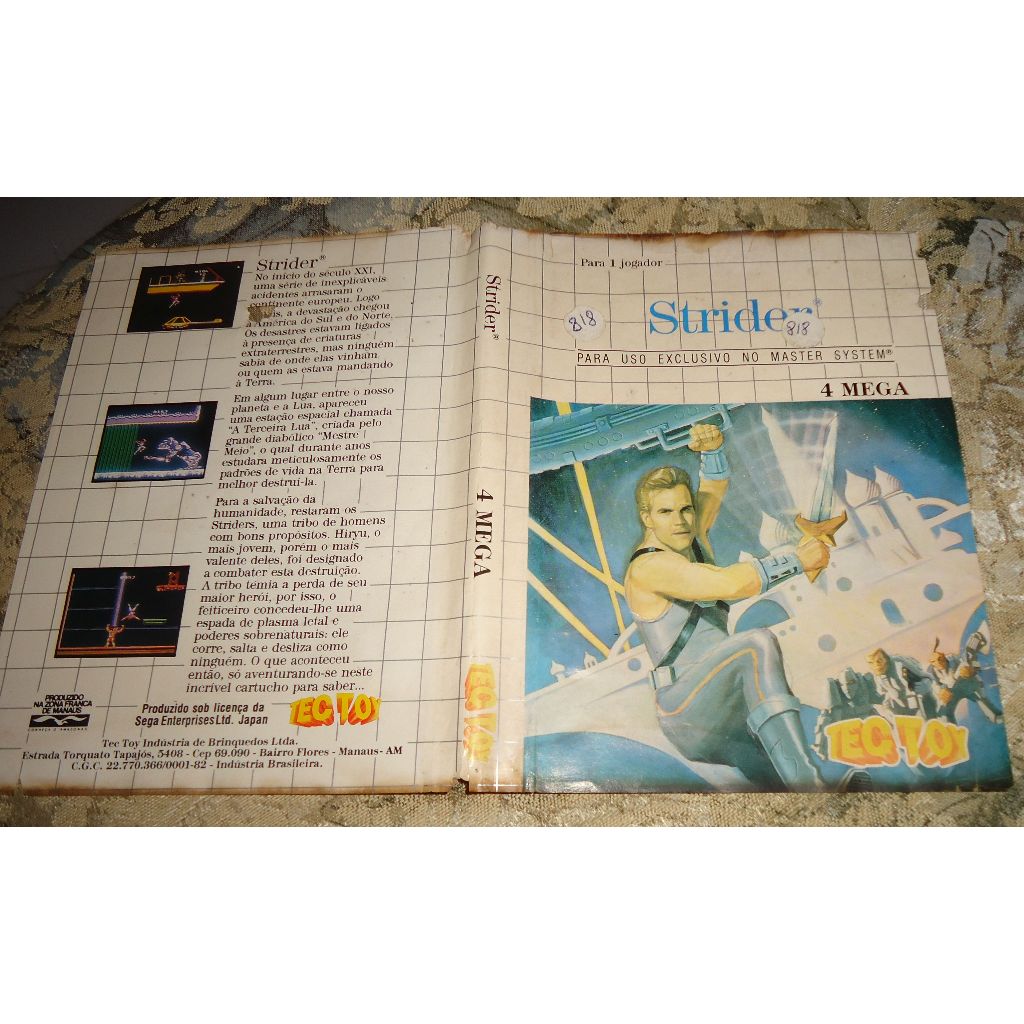 Encarte Capa Strider Original Tec Toy Master System
