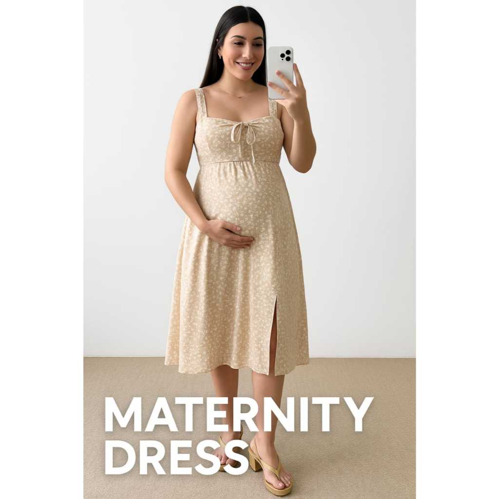 Vestido Midi Floral Gestante Elegante Embarazo Bojo Amarração Feminino M G GG