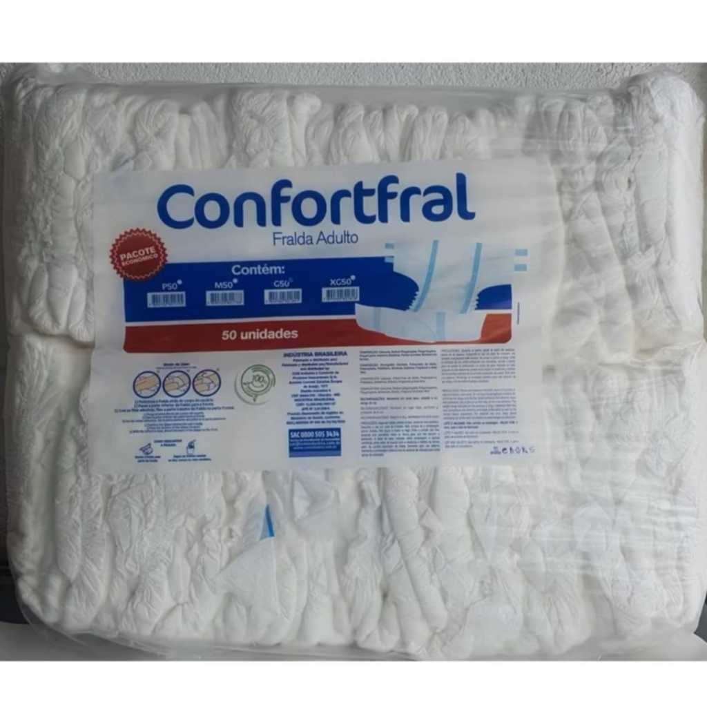 PROMOÇÃO FRALDA GERIÁTRICA ADULTO DESCARTÁVEL SEGUNDA LINHA PARA IDOSOS 50 UNIDADES CONFORTFRAL