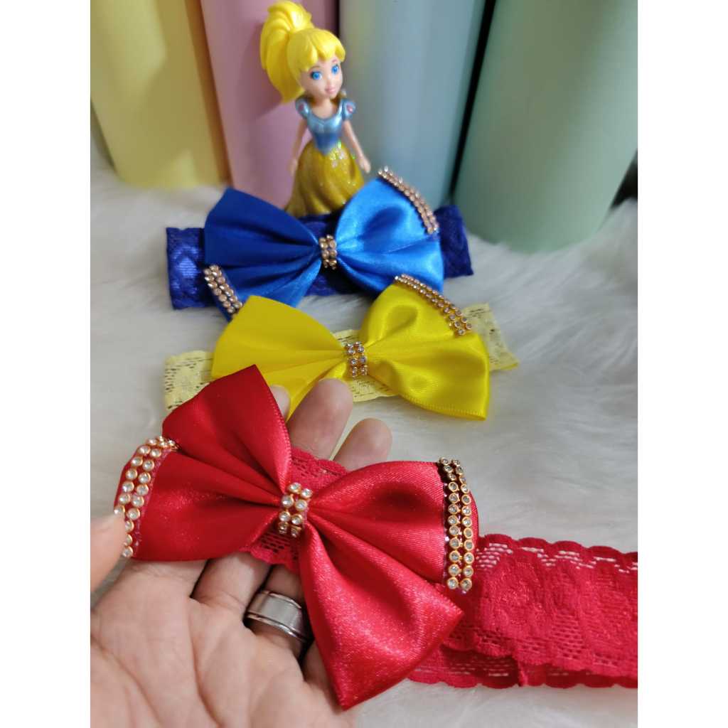 Kit com 3 Laçospara bebe Tiara de bebe Lacinho recen nascido bebe rebon