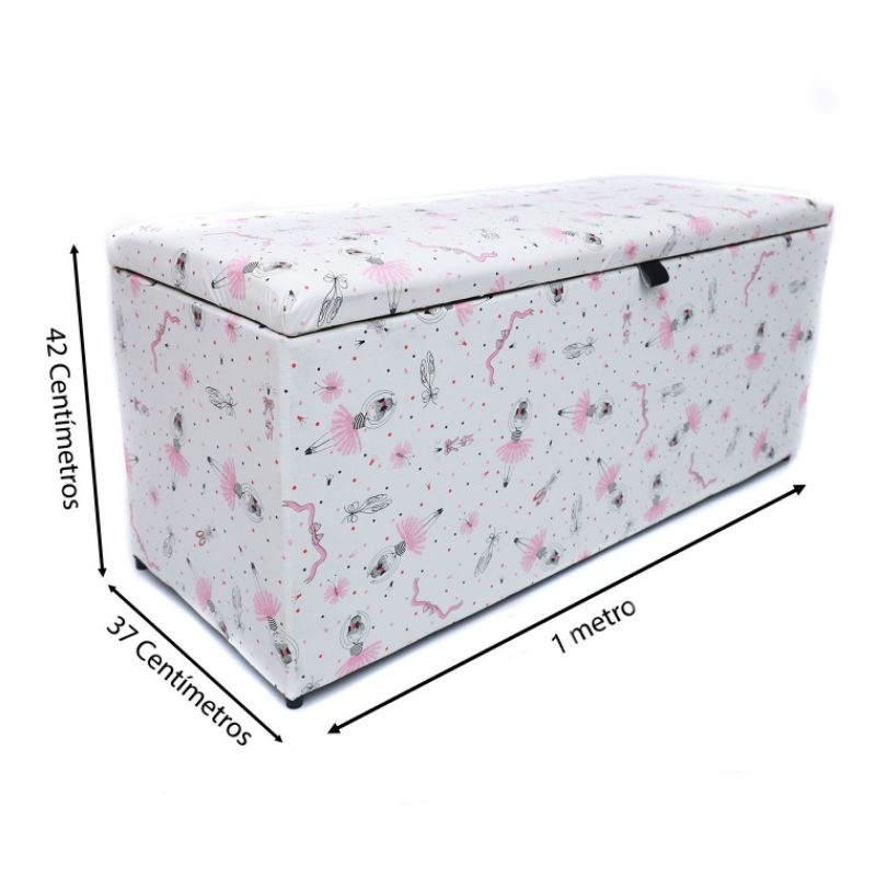 puff baú organizador decorativo 1 metro Suede kids baú super espaçoso retangular