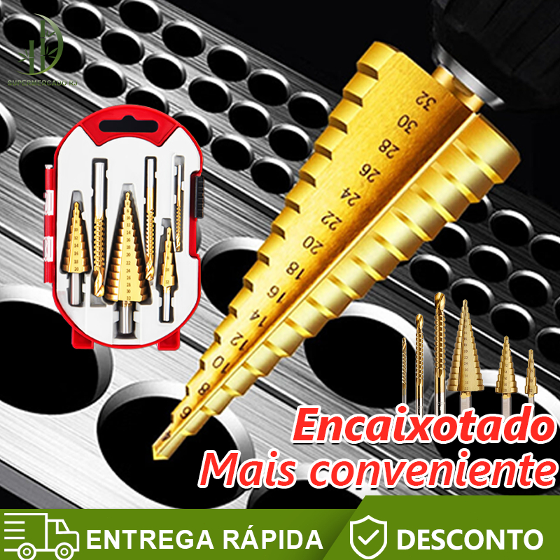 Kit 6 Brocas Titânio Escalonada Cônicas De Titanium Hss 3-12 4-12 -20mm Brocas Hexagonais Cônicas Com Estojo