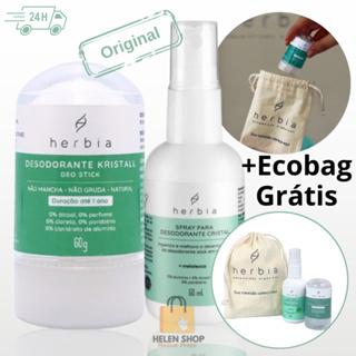 Kit Desodorante Kristall 60g Spray de Melaleuca com EcoBag Herbia Cristal bolsa em Oferta na Shopee