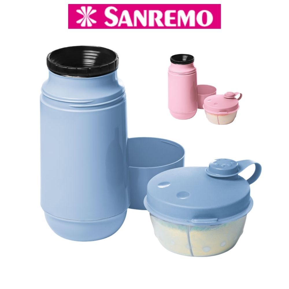 Conjunto Garrafa Térmica Infantil + Pote Dosador Com Divisórias Kit Passeio Sanremo em Oferta na Shopee
