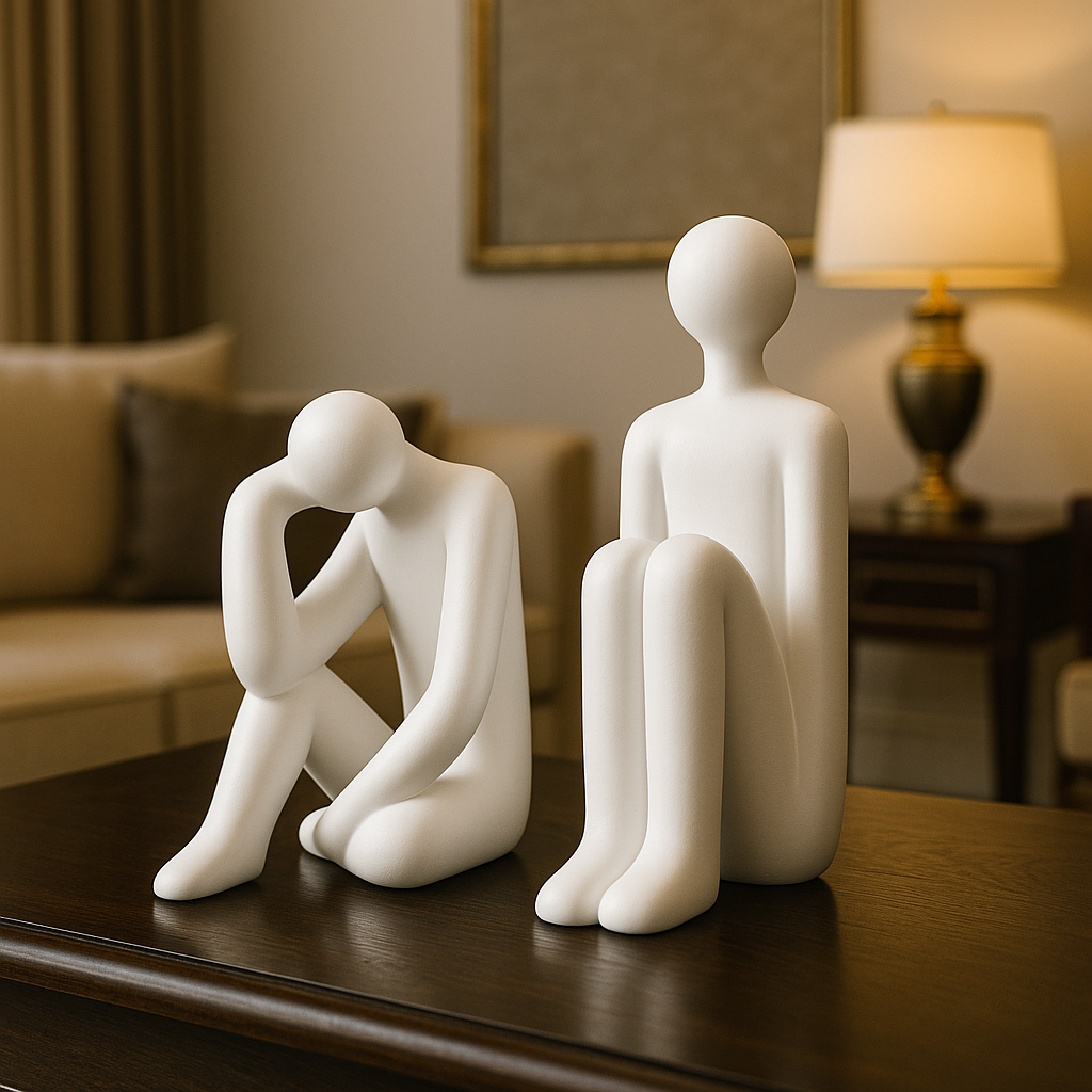 Kit Decoração Escultura Conexão Silenciosa - Estátua Minimalista e luxuosa - Impressão 3D em Oferta na Shopee