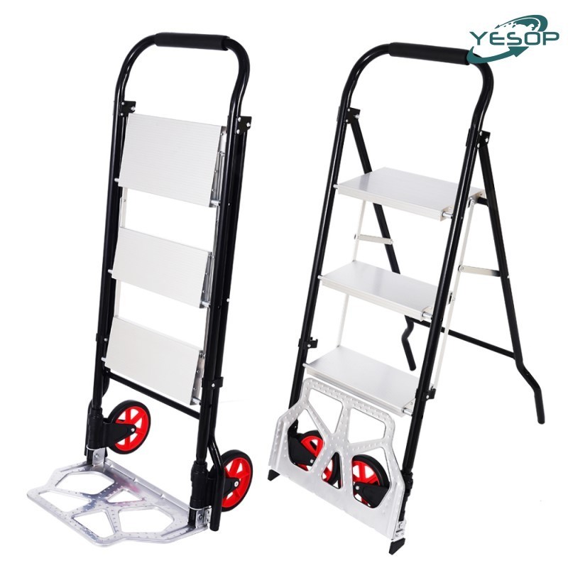 【Itens mais vendidos】Escada Articulada de Alumínio 3 Degraus 1,1 Metros de Altura Multifuncional  Carrinho 100kg Yesop em Oferta na Shopee