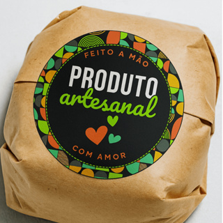 Adesivo Etiqueta Produto Artesanal Feito a mão com Amor - 4x4cm em Oferta na Shopee