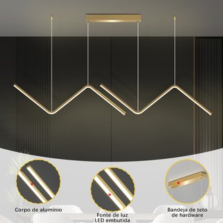 Luminária Pendente Ouro Duplo Minimalista Led Clean Raio 3cors bivolt