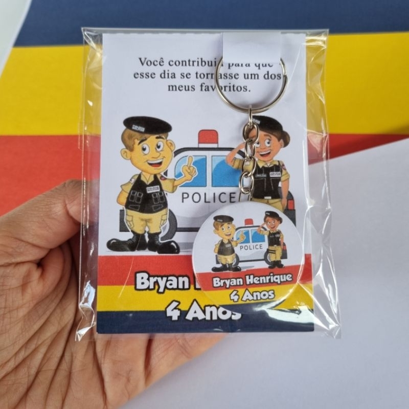 kit Lembrancinha Personalizada Polícia Militar de Minas Gerais Bloquinhos + Chaveiros Aniversário PMMG