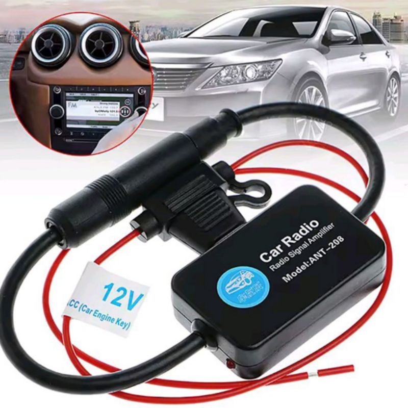 Amplificador de Sinal Antena Rádio Som AM/FM Automotivo Carro