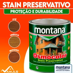 Stain Hidrorrepelente Proteção Madeiras Montana 900ml Cores