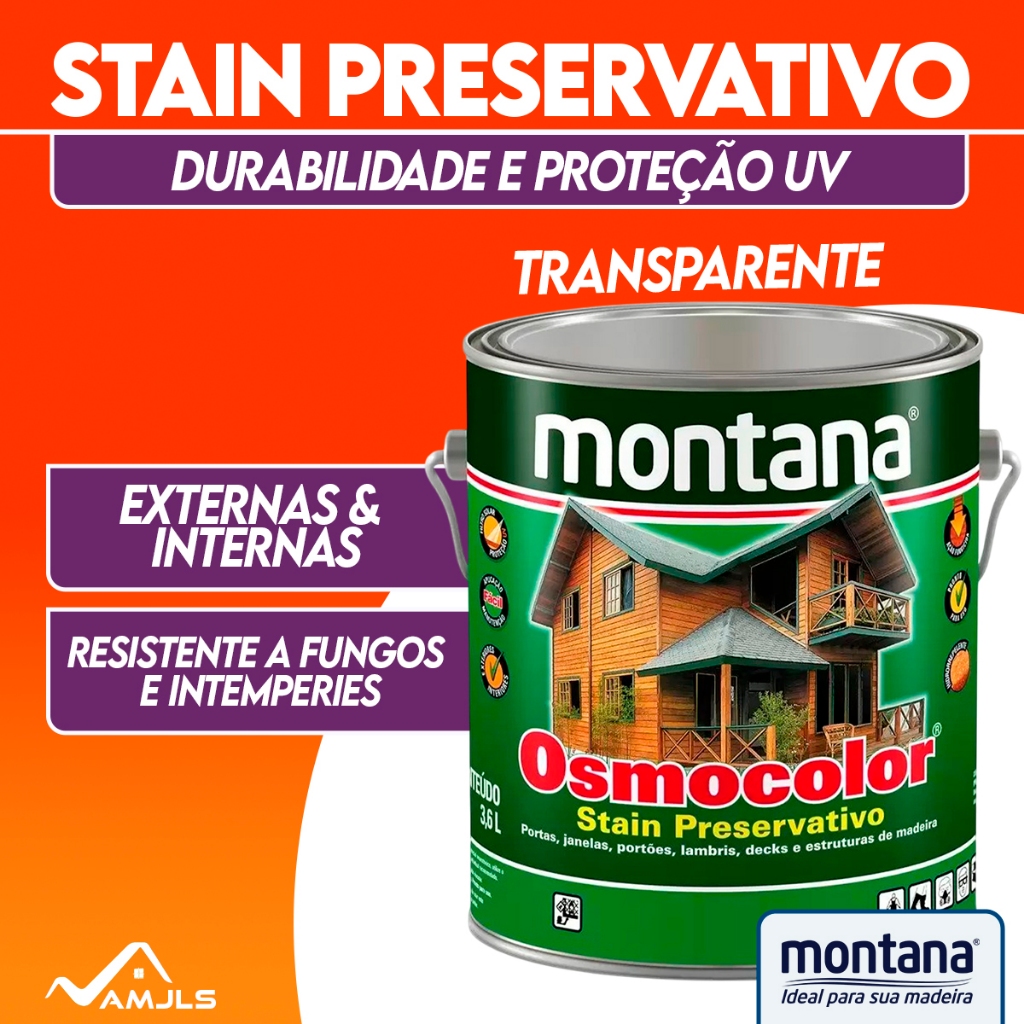 Osmocolor Stain Montana Acabamento Transparente 3,6 Litros