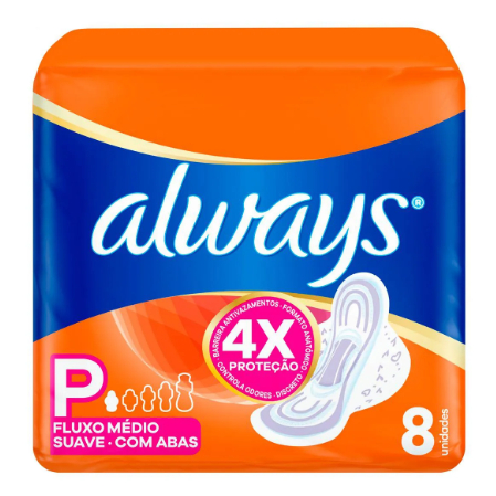 Absorvente Always Suave P com Abas 8 Unidades – Conforto e Proteção Diária em Oferta na Shopee