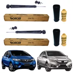 PAR AMORTECEDOR TRASEIRO HONDA FIT E HONDA CITY 2014 A 2021 MONROE + KIT