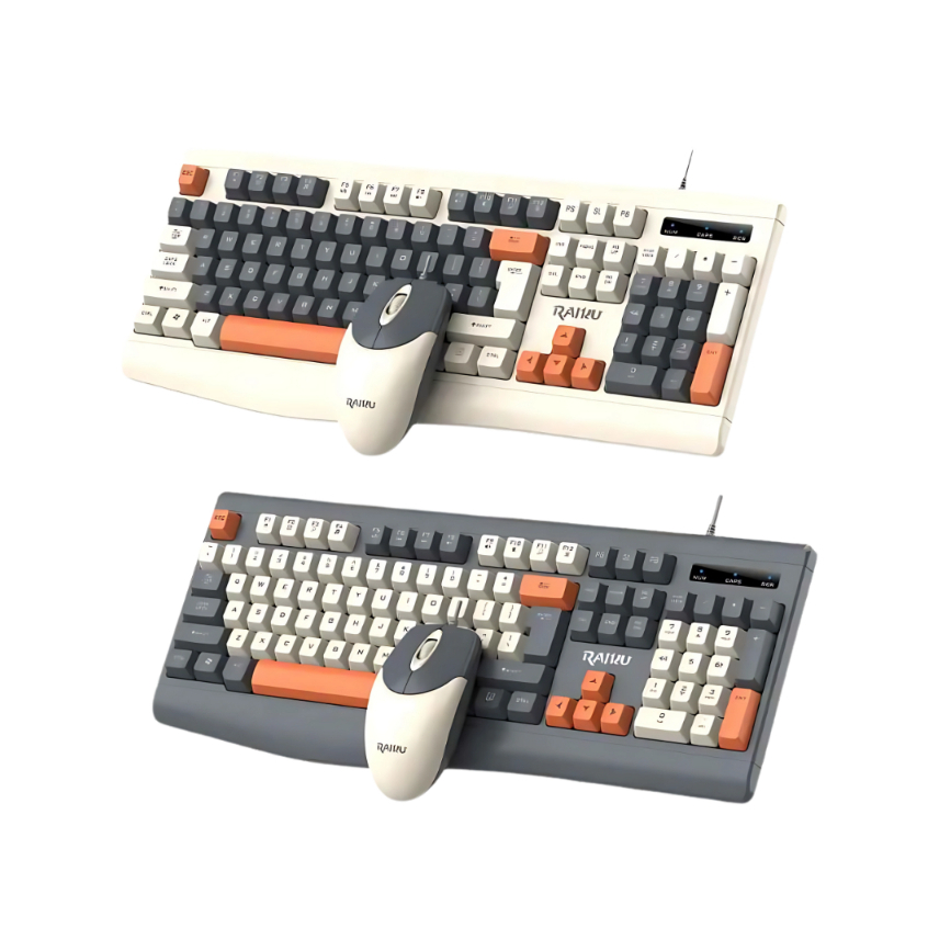 Kit Teclado e Mouse com Fio USB Retro Gamer Escritório Trabalho Confortável Moderno Apoio de Mãos