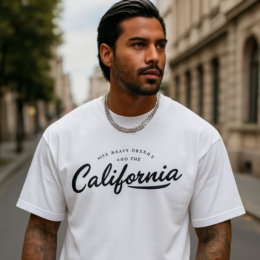 Camiseta Masculina Oversized Estampada Estilo De Rua Camisa Premium 100% Algodão Gola Alta Unissex Lançamento