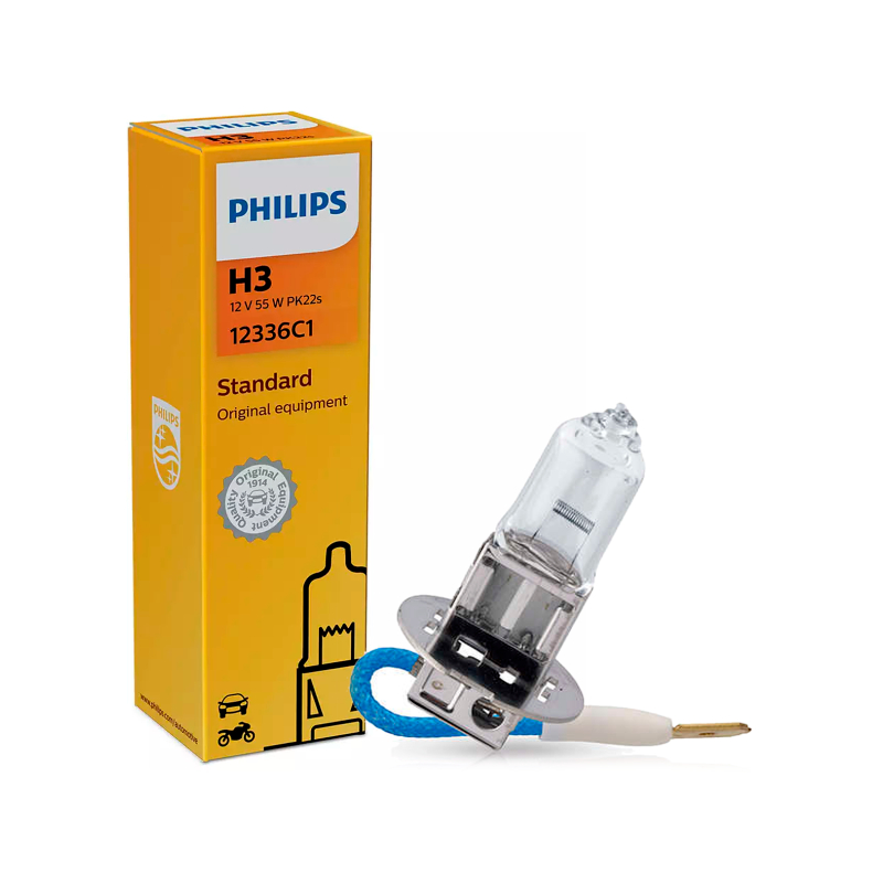 Lampada H3 Philips Amarela Original Standard Premium 55W Farol Carro Moto 12V