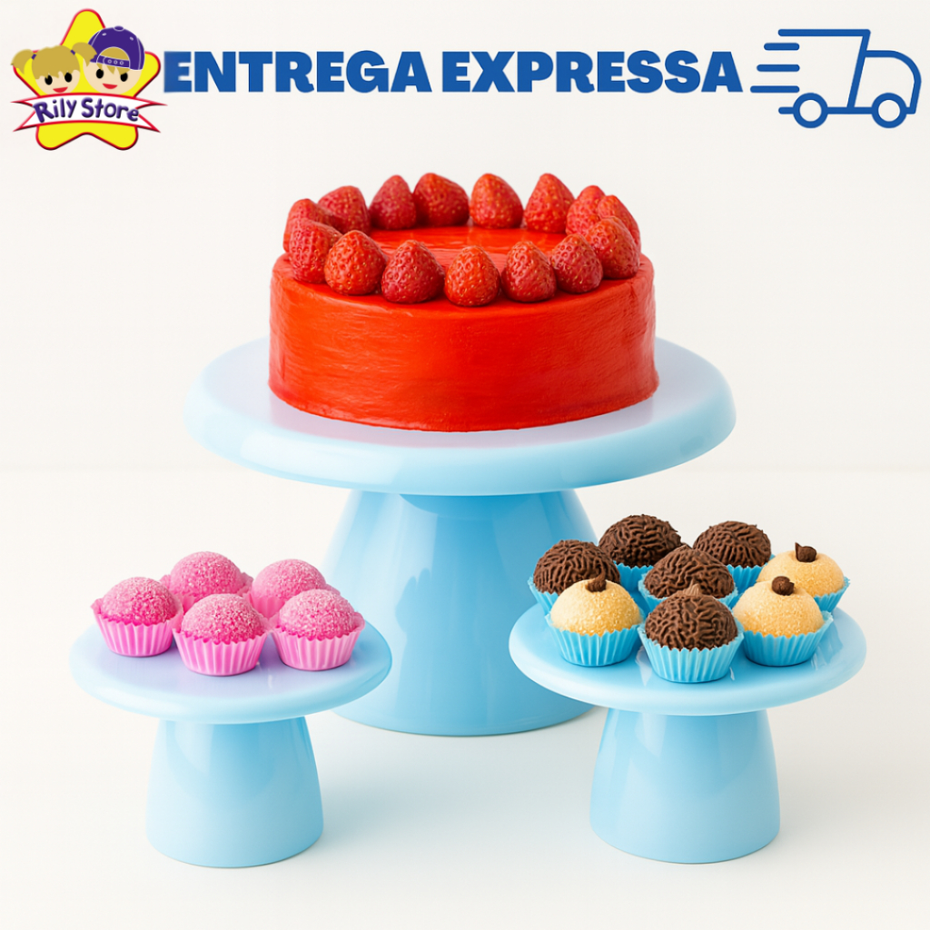Kit Sofisticado Boleira Cogumelo 17cm + 2 Mini Slim (3 peças) (+20 Cores)
