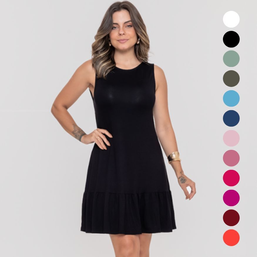 Vestido Casual Curto Feminino Premium Sem Mangas Plus Size