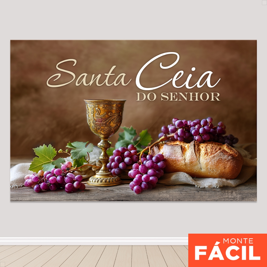 Painel Retangular Santa Ceia Horizontal Decoração Religiosa Cristã Sublimado Em Tecido de Festa em Oferta na Shopee
