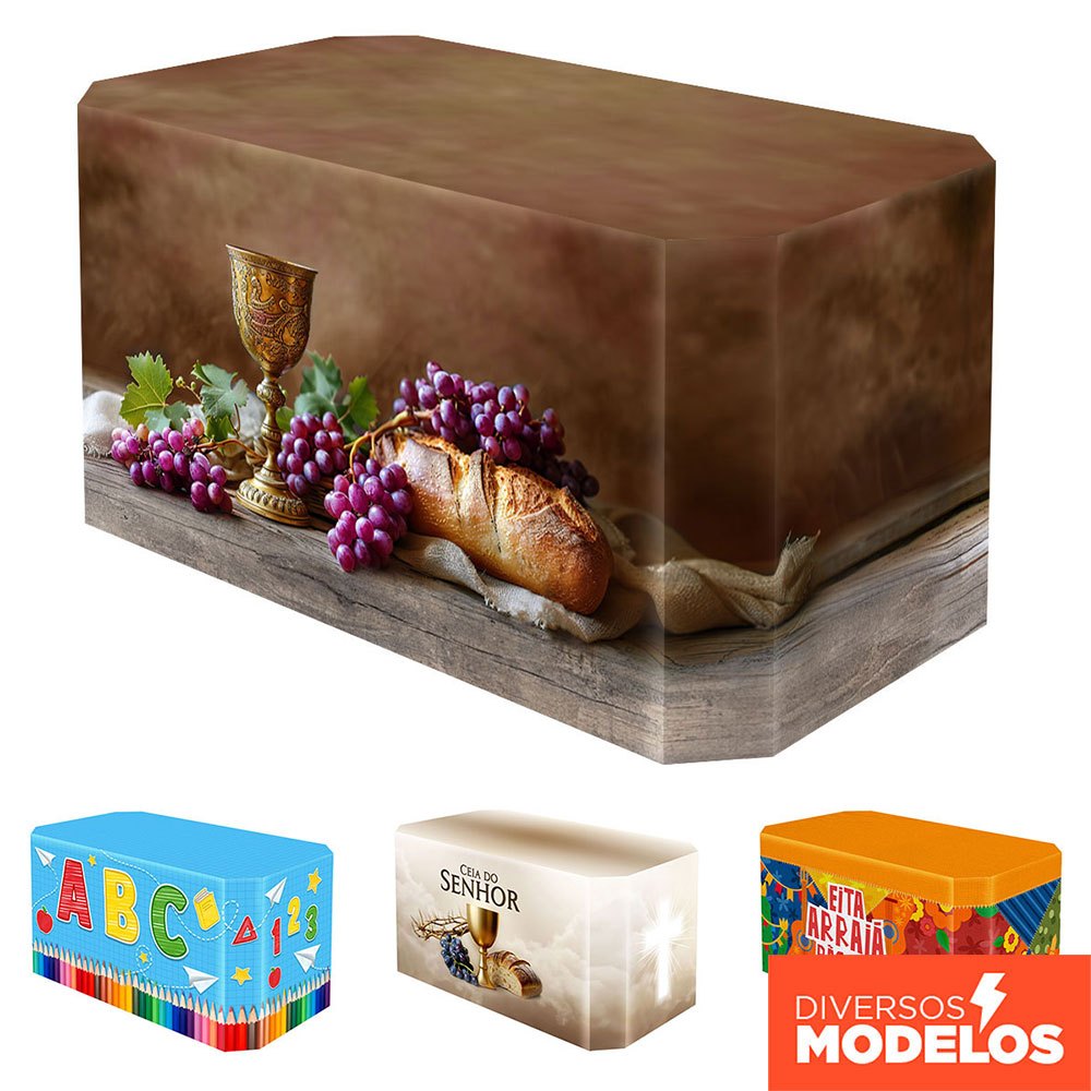 Forro de Mesa Decoração de Festa Sublimada Capa Veste Fácil Em Tecido - Vários Modelos em Oferta na Shopee