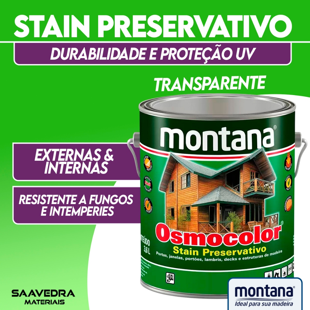 Osmocolor Stain Montana Acabamento Transparente 3,6 Litros