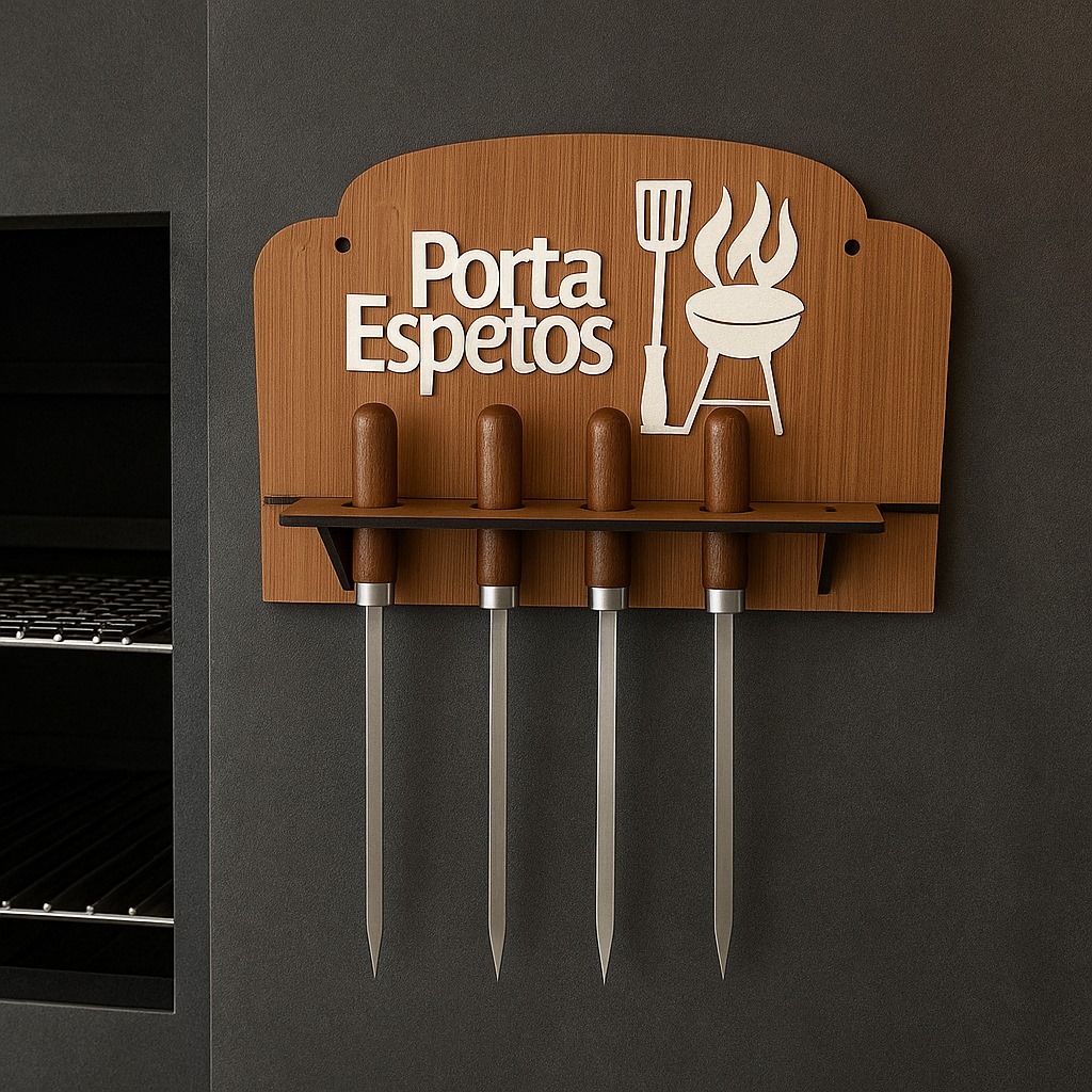 Porta Espeto Mdf Churrasco Churrasqueira Cantinho Decoração Suporte Carne em Oferta na Shopee