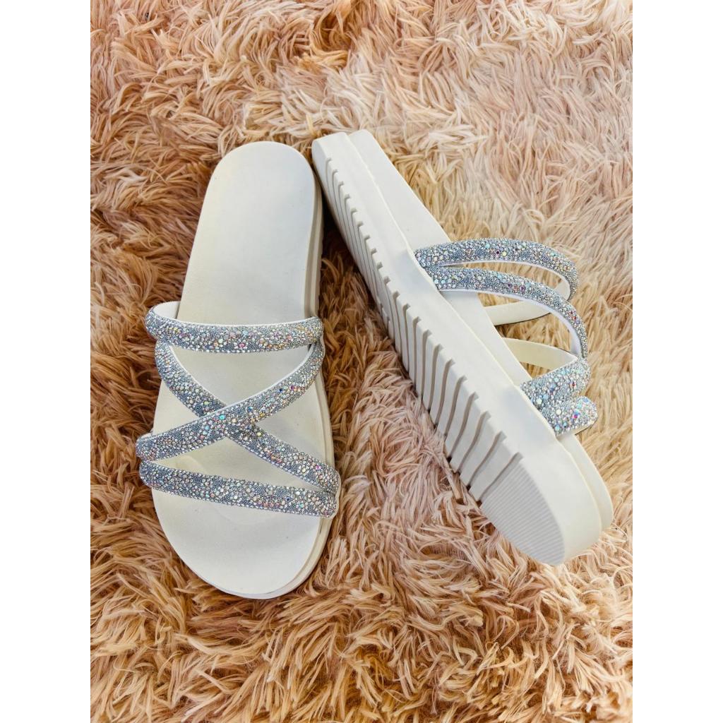 PAPETE BIRKEN OFF-WHITE FEMININA STRASS BIRKEN FLATFORM LUXO 33 AO 41 CONFORT