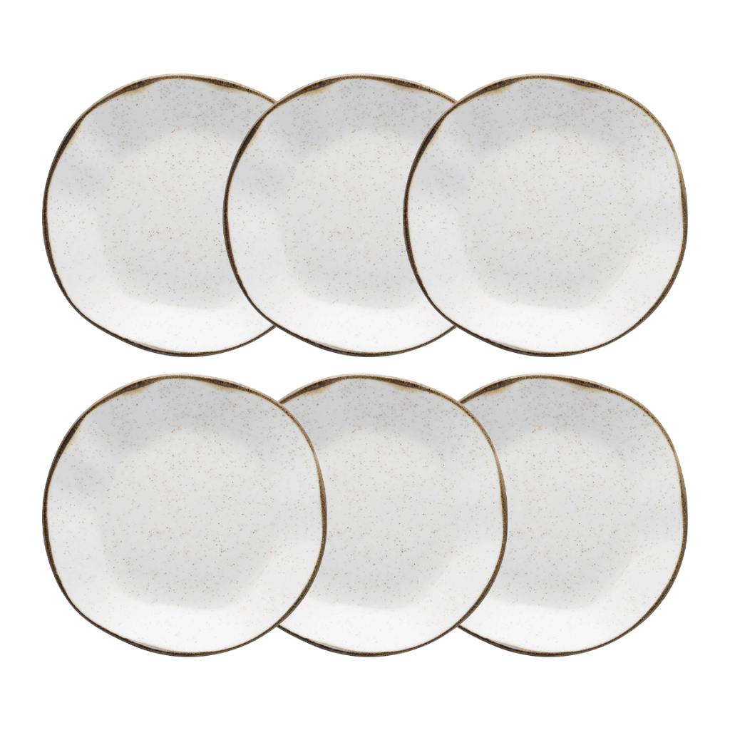 Jogo 6 Pratos Fundos Ryo Maresia Oxford 22,5 cm em Porcelana