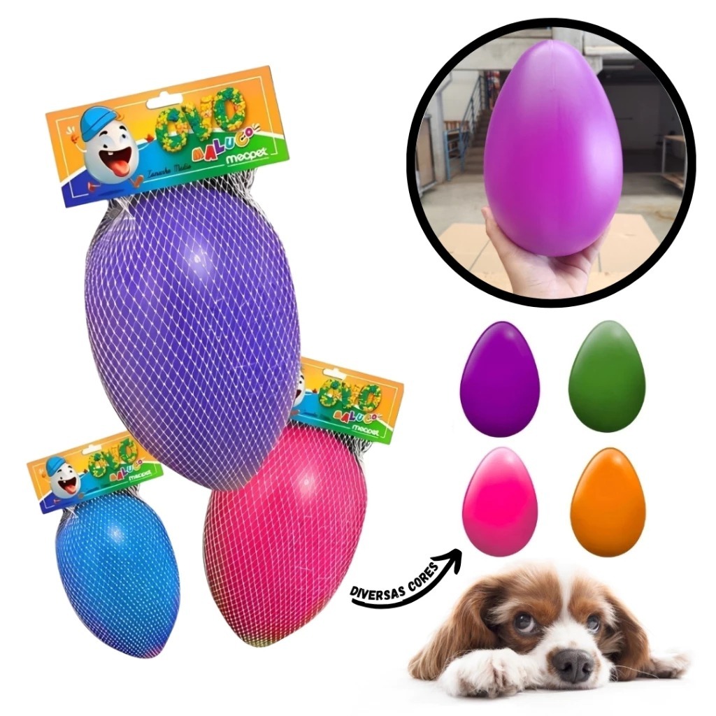 Brinquedo Cachorro Mordedor Pet Ovo Maluco Bolinha Interativa Antiestresse Porte Médio Grande