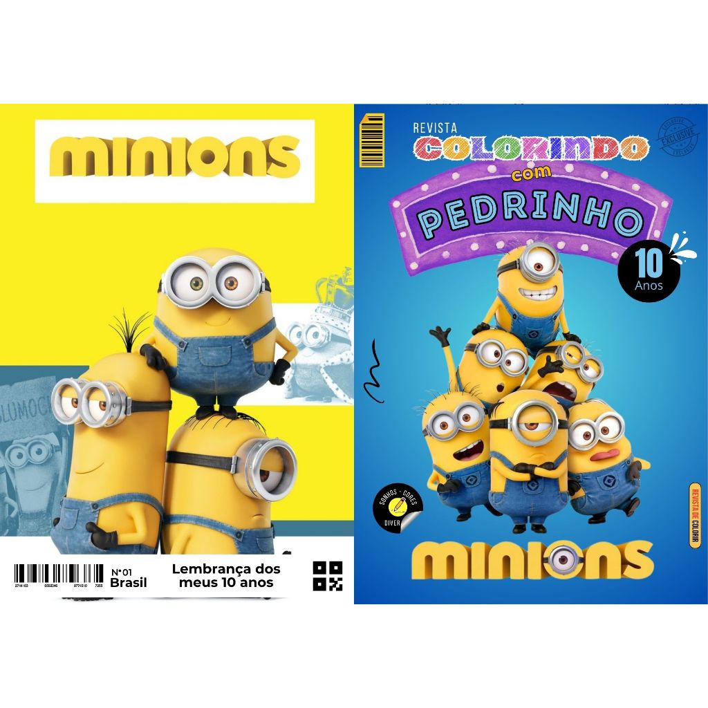 20 Livrinho de Colorir Os Minions Personalizado com Nome e Idade Festa Infantil Aniversário