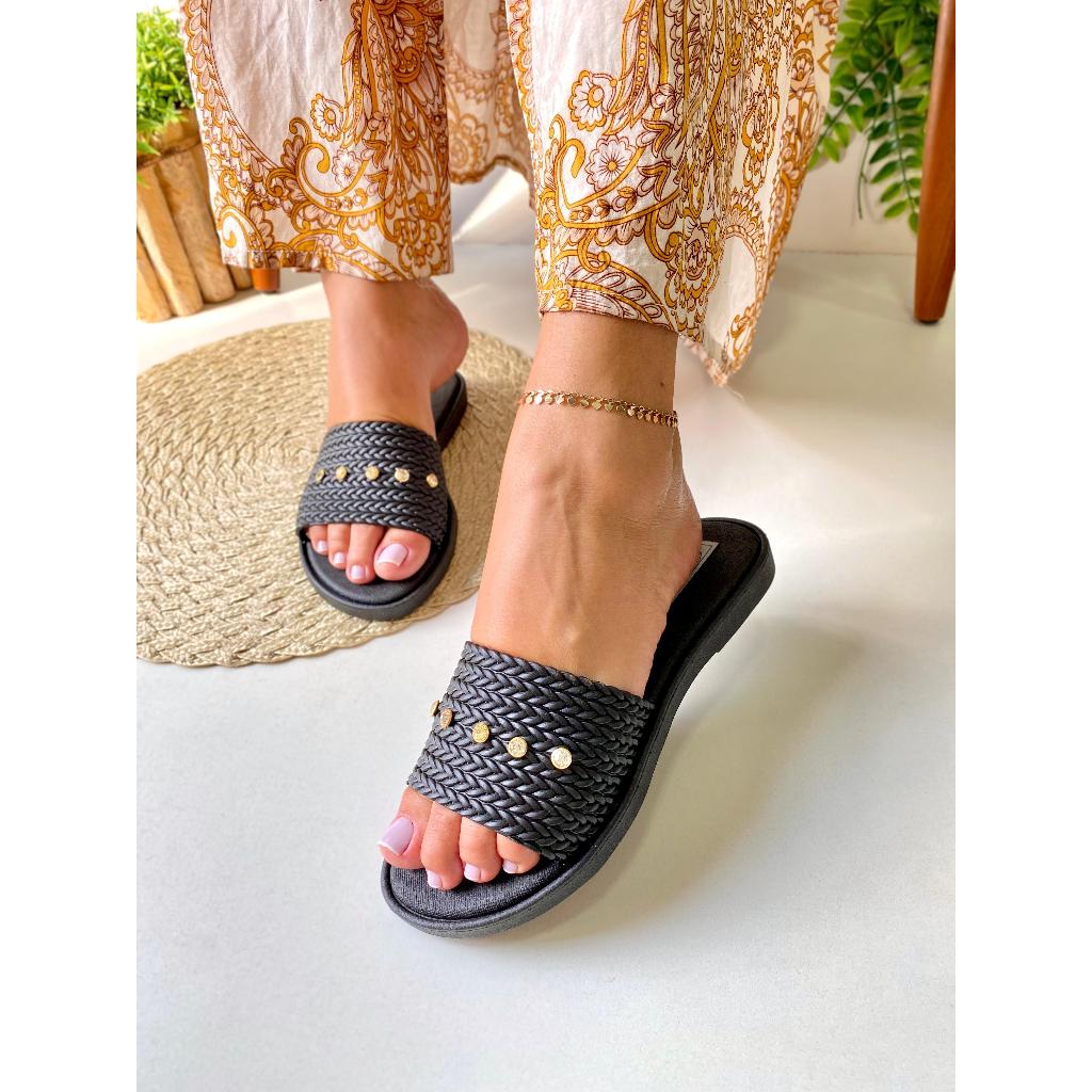 Sandália feminina pala 5 stress tira trança SPL5ST em Oferta na Shopee