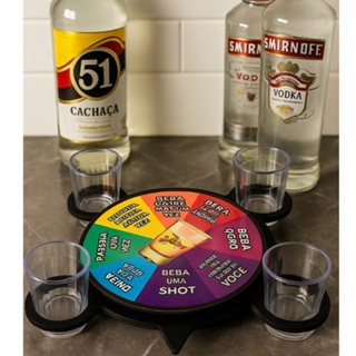 Roleta Roda de Shot com 4 Copinhos Cachaça Acrílico 60ml Mesa Bebida Happy Hour Bebida em Oferta na Shopee
