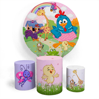 Kit Painel Capa Decoração Redondo E Capa Conjunto Cilíndro Festa Infantil Galinha Pintadinha em Oferta na Shopee